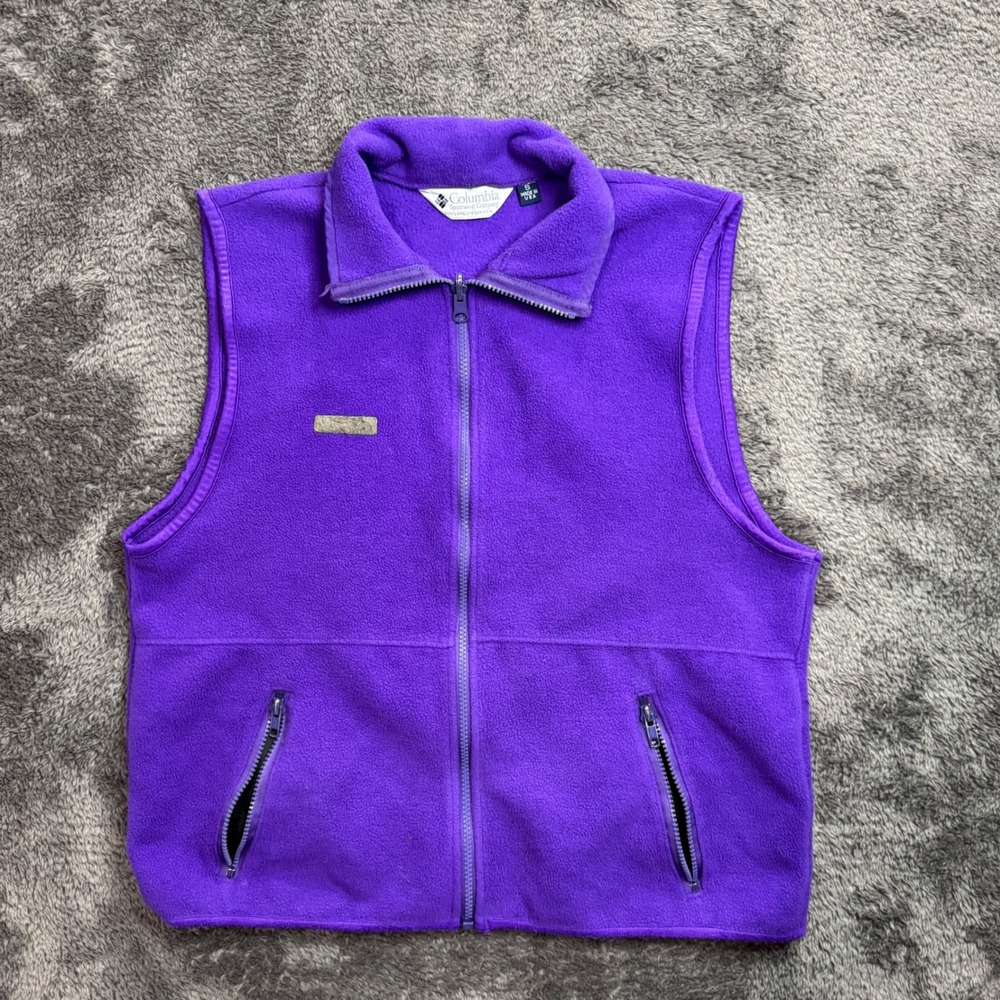 Vintage Columbia Sportswear Purple Fleece Full Zip Vest Made in USA Small